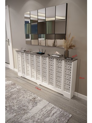 Karatay Model, Beyaz Üstü Antrasit Renk, 176 cm Petek Kaplama, Dresuar