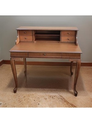 Bengi Ticaret Çalışma Masa St 90400 Klasik Model Kayın Aslan Ayak Ceviz Eskitme Kulp El Yapımı