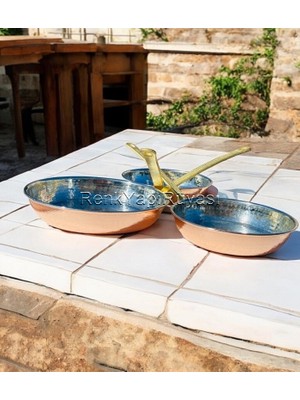 Renk Yapı Rüyası Bakır Tava, 3 Adet Bakır Tava, Omlet Tavası, Sağlıklı Uzun Ömürlü 14CM-16CM-18CM