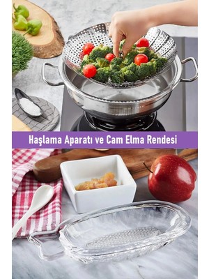 Mor Bebe  Bebekler Için Ek Gıda Haşlama Aparatı ve Cam Elma Rendesi 2'li Set