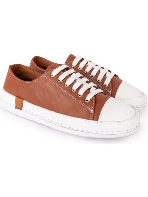 Gondol Içi Dışı Hakiki Deri  Hafif Converse Tarz Ayakkabı USL.2136 - Taba - 40