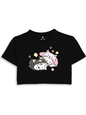 EZ Design Kuromi ve My Melody Baskılı Crop Tshirt