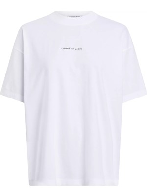 Calvin Klein Kadın Photoprınt Boyfrıend T-Shirt-Beyaz