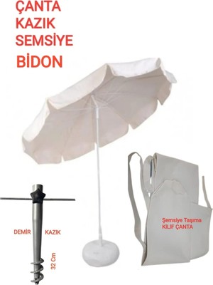 Dogant Ada Güneş Plaj Balkon Deniz  Şemsiye Takımı + Bidon +Kazık +Çanta