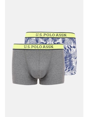 U.s. Polo Assn Erkek 2'li  Boxer 80479-USP GRİ-RENKLİ BASKILI