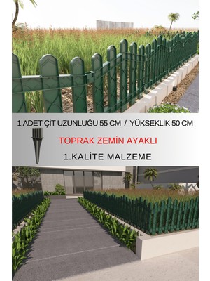Dekoratif Plastik Bahçe ve Peyzaj Çiti 1 ADET ÇİT (Y: 50 CM / G: 55 CM) TOPRAK AYAKLI