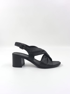 Gıoversa Hakiki Deri Kalın Topuklu Sarmal Kadın Sandalet - 1501