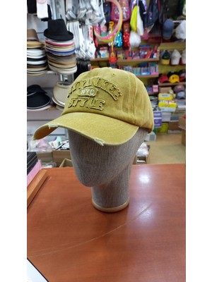 Salar Ticaret Eskitme Şapka Pamuklu Retro Kep 58-60 cm Hardal Rengi