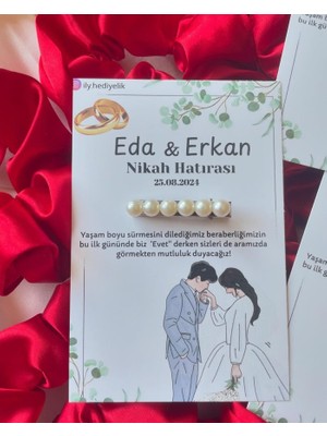 İLY Hediyelik 30 Adet Hediyelik Inci Toka Nikah Hatırası Kartı - Kişiye Özel Tasarım Imkanı