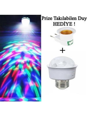 Gaman Kristal LED E27 Duy Renkli Disko Ampülü Topu LED Disko Ampul Yerine Takılır + Prize Takılan Duy Hediyeli