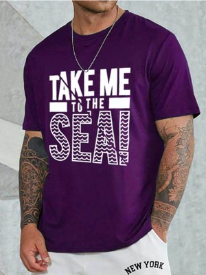 Medinenur Unisex Take Me Baskılı Bisiklet Yaka T-Shirt