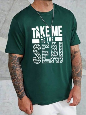 Medinenur Unisex Take Me Baskılı Bisiklet Yaka T-Shirt