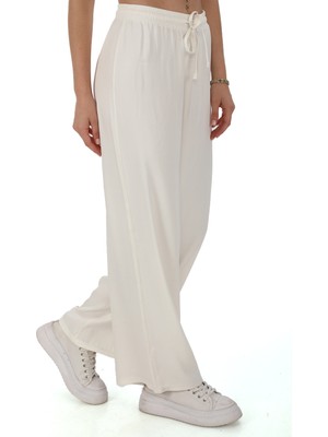 Penye Bizden  Flosh Viskon Oversize Pantolon-Krem
