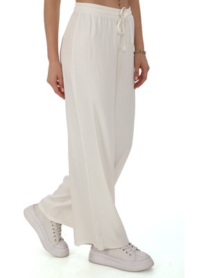 Penye Bizden  Flosh Viskon Oversize Pantolon-Krem