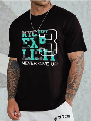 Medinenur Unisex Nyc Baskılı Bisiklet Yaka T-Shirt