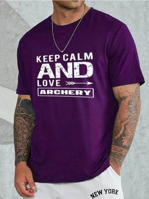 Medinenur Unisex Keep Calm Bisiklet Yaka T-Shirt