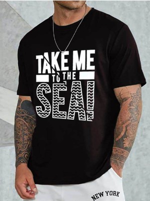 Medinenur Unisex Take Me Baskılı Bisiklet Yaka T-Shirt