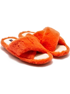Twigy Çapraz Peluş Kadın Ev Terliği Turuncu 36/41