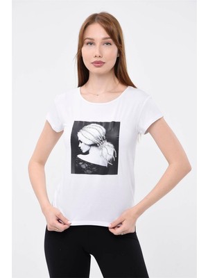 Home Store Saçı Taş Işlemeli Kız Baskılı T-Shirt