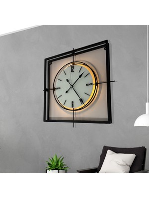 Sevinç Konsept Siyah Kristal Square 60 cm Modern Duvar Saati