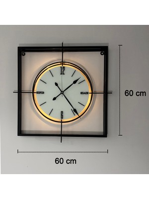 Sevinç Konsept Siyah Kristal Square 60 cm Modern Duvar Saati