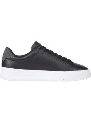 Tommy Hilfiger Siyah Erkek Sneaker Th Court Leather Graın Ess