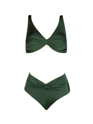 Endeep Kadın Yüksek Bel Yeşil Bikini Takımı