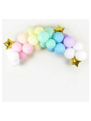 Asöy 1 Yaş Mini Doğum Günü Balon Seti Makaron Balon Zinciri Yıldız Folyo Balon