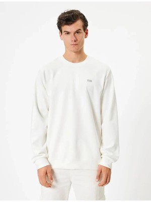 Koton 5WAM70084MK Koton Erkek Sweat Beyaz