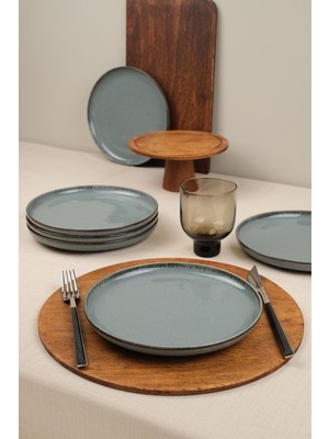 Kütahya Porselen Moderna 6 Parça 21 cm Pasta Takımı-Mavi