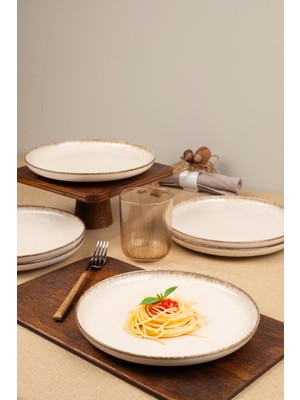 Kütahya Porselen Moderna 21 cm Tarçın Renkli 6 Parça Pasta Takımı Şık Tasarım