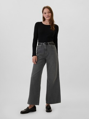 Gap Kadın Siyah Wide Leg Jean Pantolon