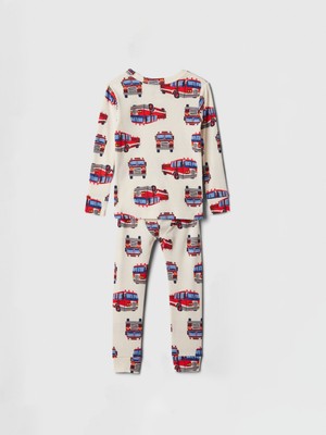 Gap Bebek Kırık Beyaz %100 Organik Pamuk Itfaiye Desenli Pijama Takımı