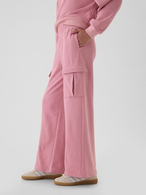 Kız Çocuk Pembe Vintage Soft Seamed Kargo Eşofman Altı