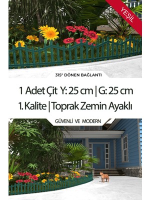 Dekoratif Plastik Bahçe Çiti ve Peyzaj Çiti 1 Adet Çit (Y: 25 cm / G: 25 Cm) Toprak Ayaklı