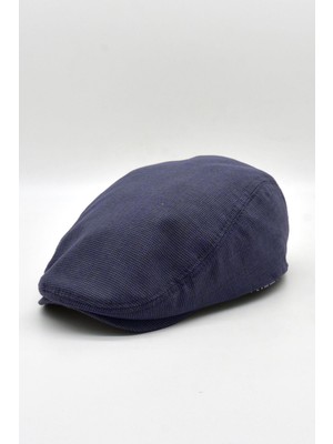 Külah Erkek Dokulu London Kasket Lacivert Flat Cap Şapka