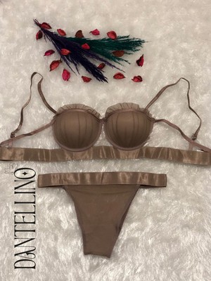 Dantellino Kadın Istiridye Sütyen Takım Dolgulu Kuşaklı