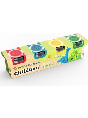 ChildGen Oyun Hamuru Ecocup - (125 grx4)4'lü Set - Dinozor