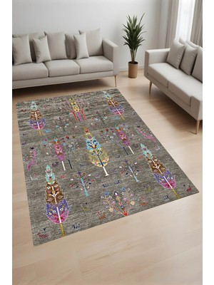Eliana Home Dijital Baskı Yıkanabilir Kaymaz Taban Salon Halısı ve Yolluk LN128-FNL434
