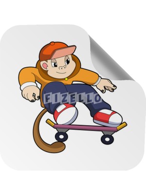 Fizello Monkey As Skater With Skateboard Sticker