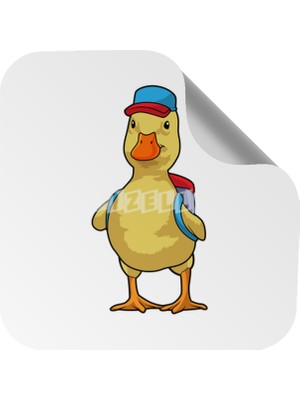 Fizello Duck As Student With Backpack & Cap Sticker