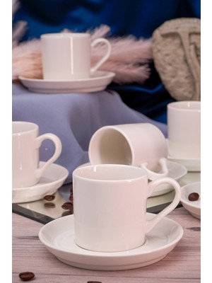 Heda Porselen Zühre 12 Parça 6 Kişilik Porselen Kahve Fincan Takımı Kırık Beyaz
