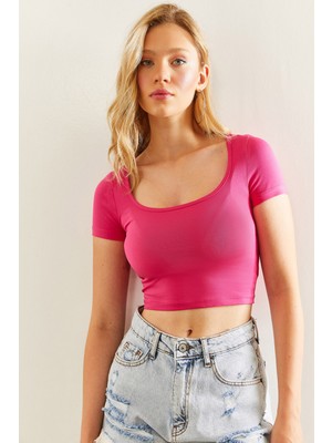 Shade Kadın Kısa Kol Crop Bluz