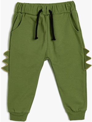 Koton Jogger Eşofman Altı Aplike Detaylı Beli Bağlamalı Şardonlu Pamuklu