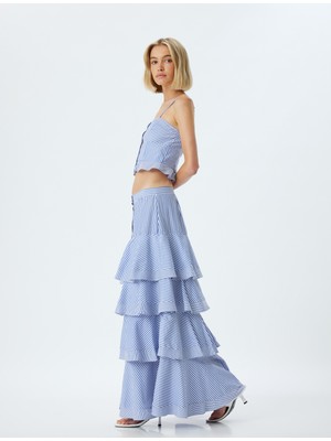 Koton x Melis Ağazat - Katlı Fırfırlı Uzun Çan Etek Düğmeli