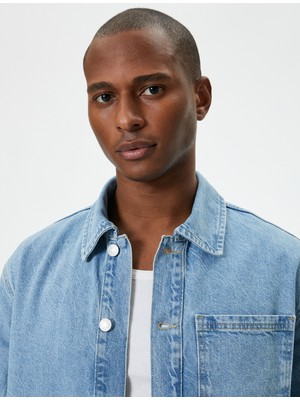 Koton Kot Gömlek Ceket Oversize Cep Detaylı Klasik Yaka Düğmeli