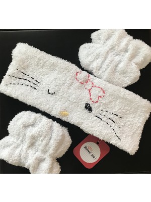 Bonvii Int Hello Kitty Havlu Saç Bandı ve Çift Bileklik Set Spa Spor Cilt Bakımı Pamuk Takım Hkittysbmod4