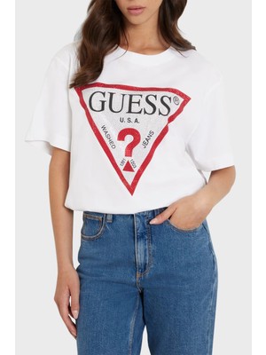 Guess Ss Cn Shiny Pamuklu Bisiklet Yaka T-Shirt W4YI34I3Z14 Kadın T-Shirt W4YI34 I3Z14 G011