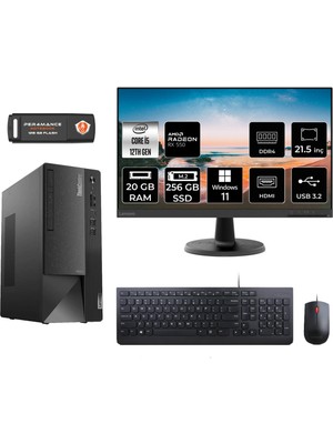 Lenovo Thinkcentre Neo 50T Intel Core I5 12400 20GB 256GB SSD RX550/4GB 21.5" Fhd Monitör W11H 11SE00MJTX Masaüstü Bilgisayar & Per4 USB Bellek 11SE00MJTXMNT1366