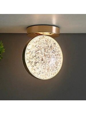 Burenze 3 Renk Işıklı Kademeli Modern Led Avize Hol Antre Oturma Odası Mutfak Ledli Avize Eskitme Gold